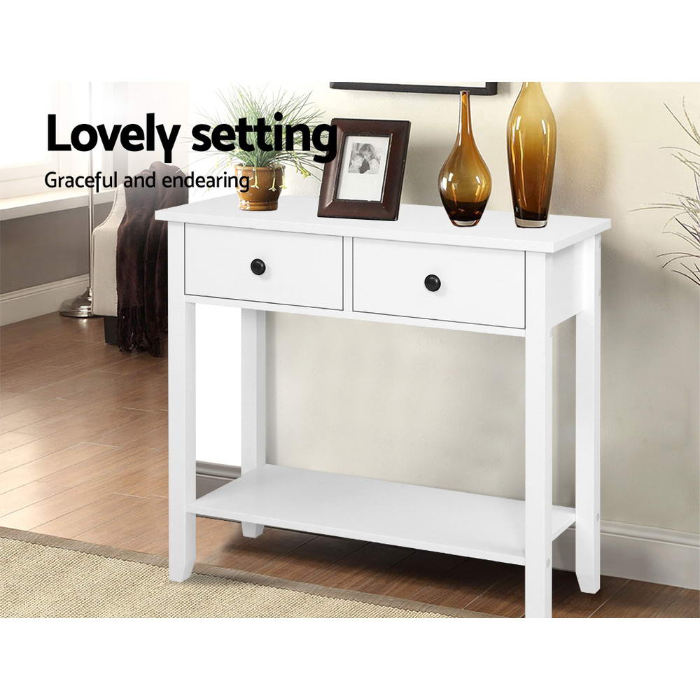 Meridian Console Table – White – 2 Drawers