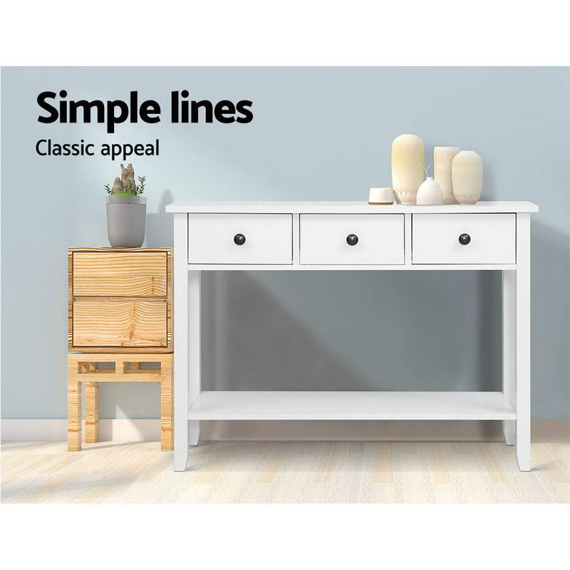 3 Drawers Console Table - White