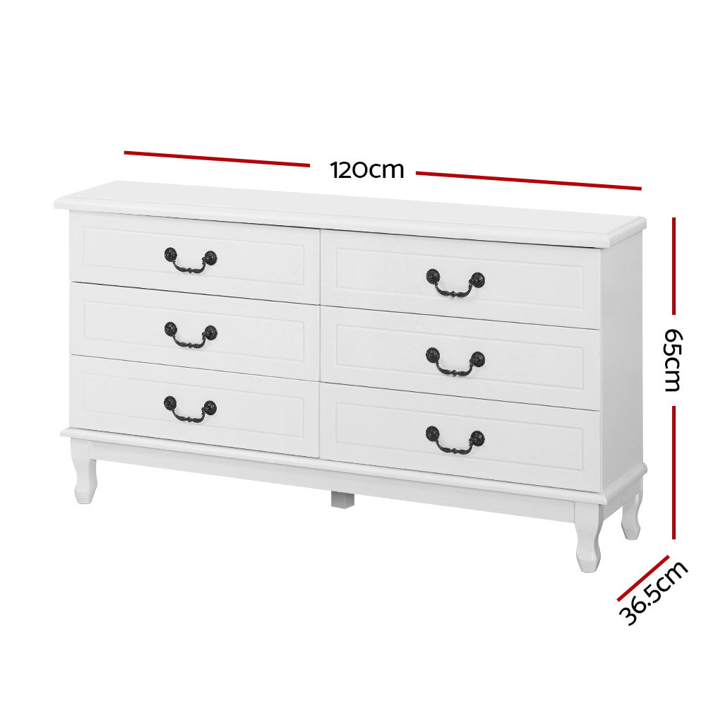 Arlo 6 Drawer Lowboy – White – Large