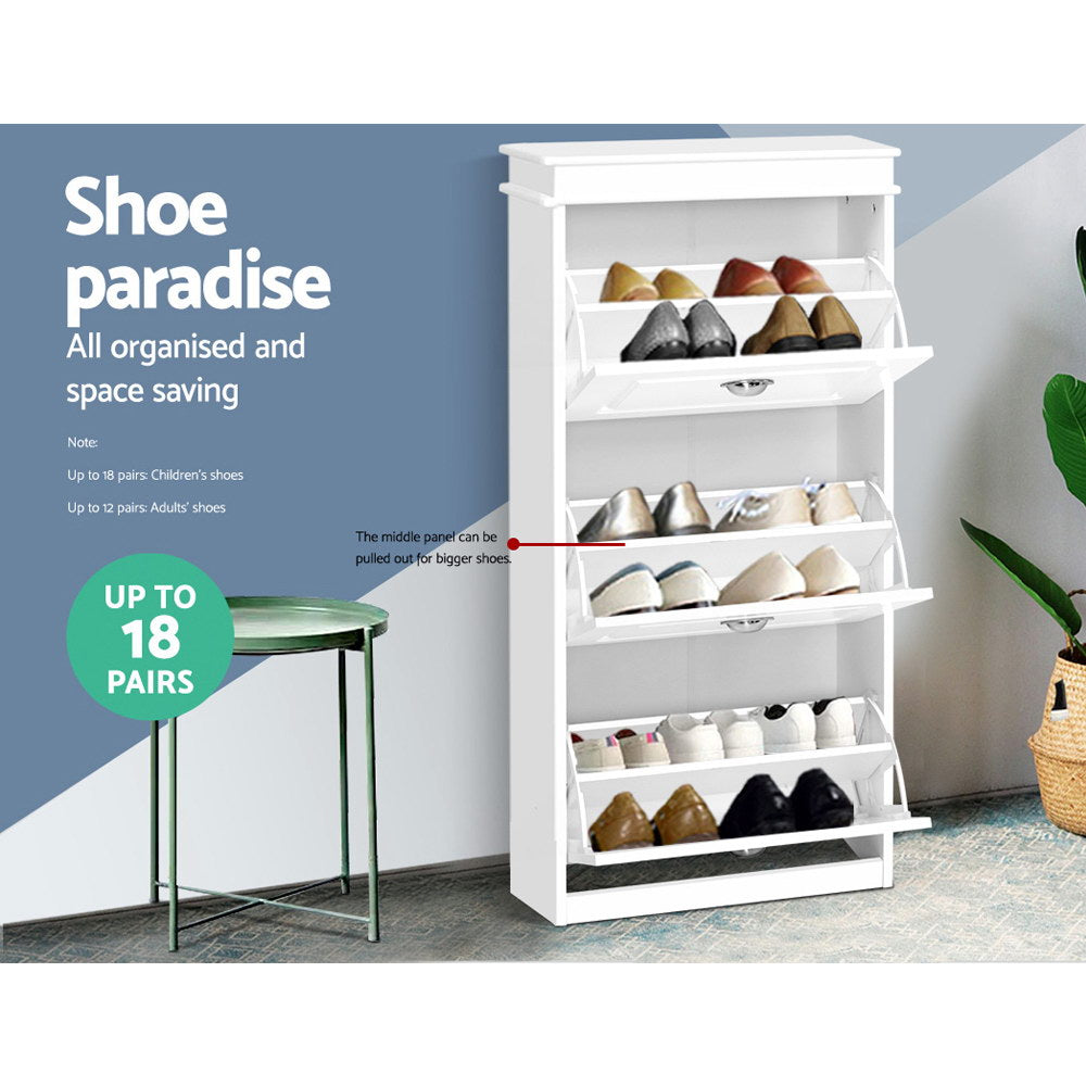 Harlow Shoe Cabinet – White – 117 cm