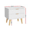Bedside Table with 2 Drawers – White