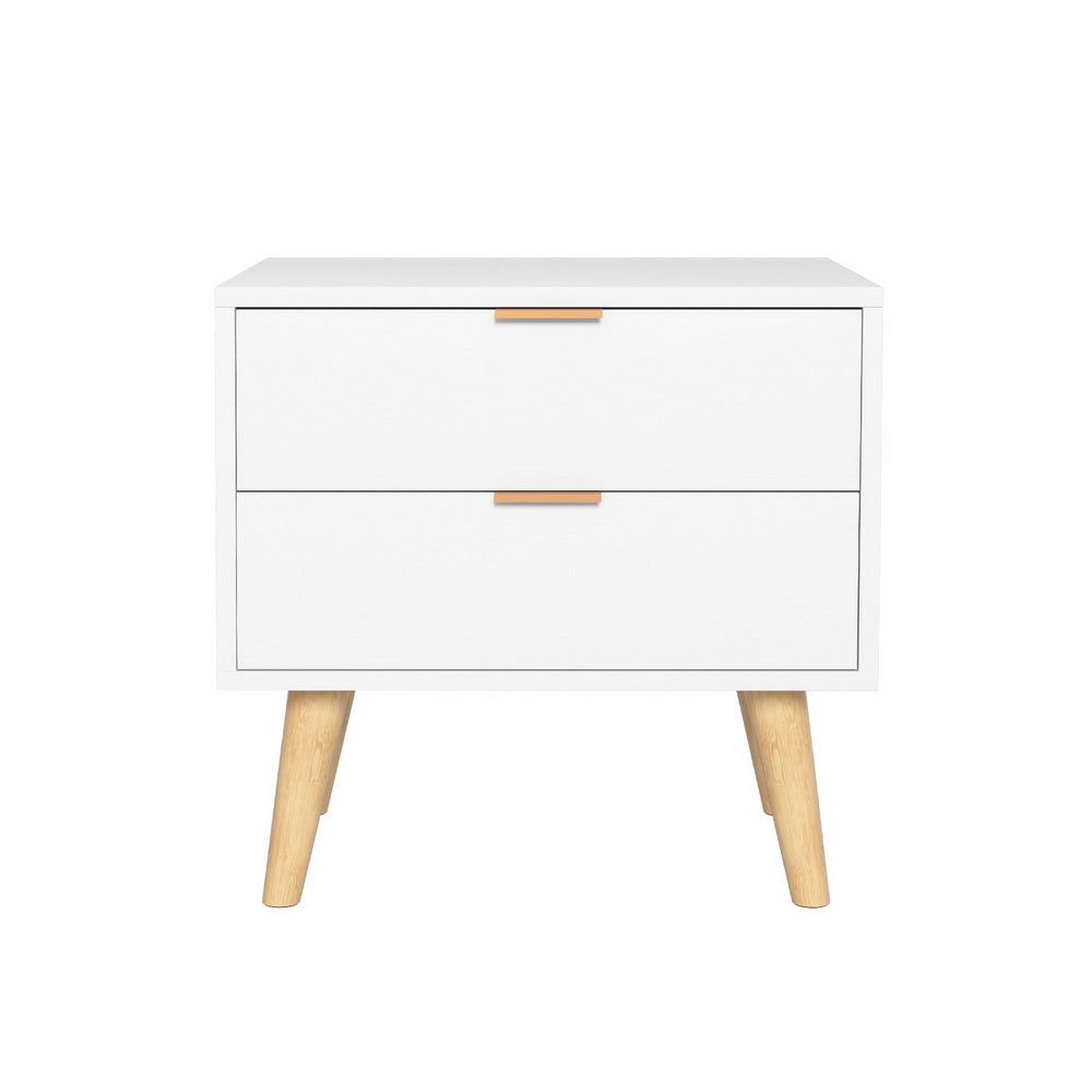 Ashford Bedside Table – White – 2 Drawer