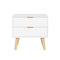 Bedside Table with 2 Drawers – White