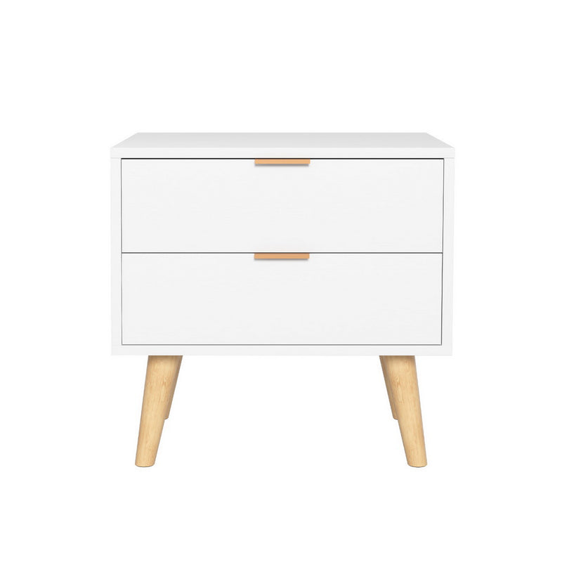 Bedside Table with 2 Drawers – White