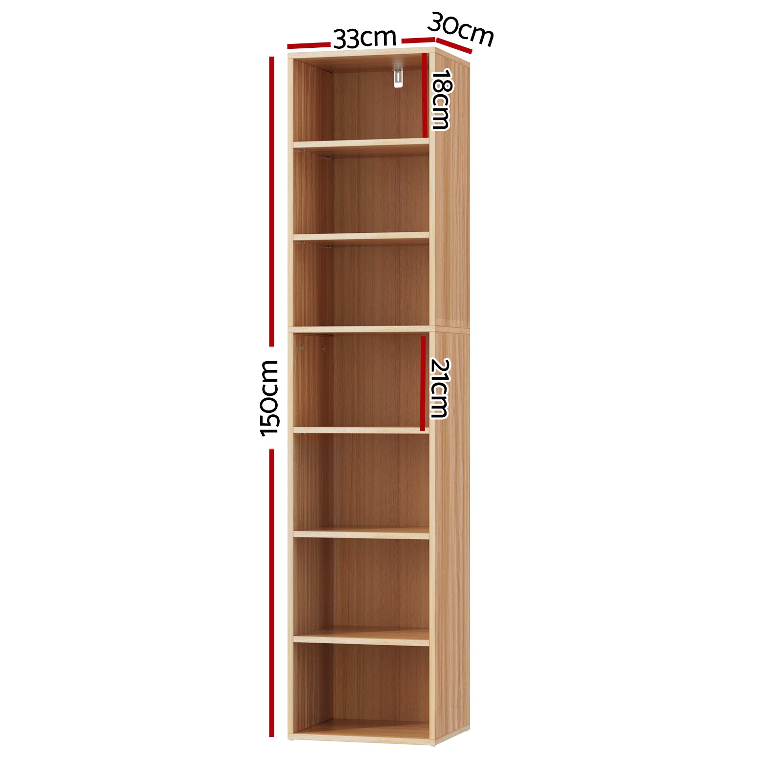 Milo Bookshelf – Pine – 7 Tiers