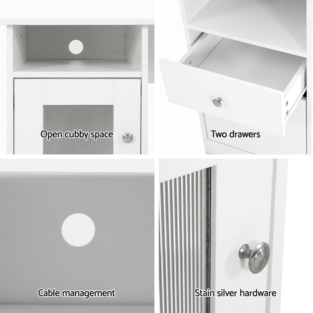 Quinton Computer Desk with Storage – White – 150 cm