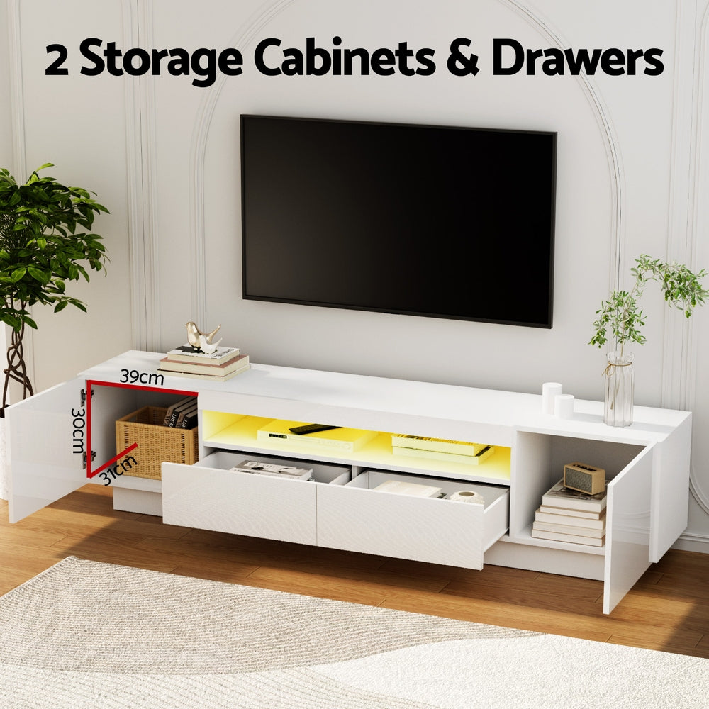 Arlo TV Unit Entertainment Storage with RGB LED – White – 180 cm