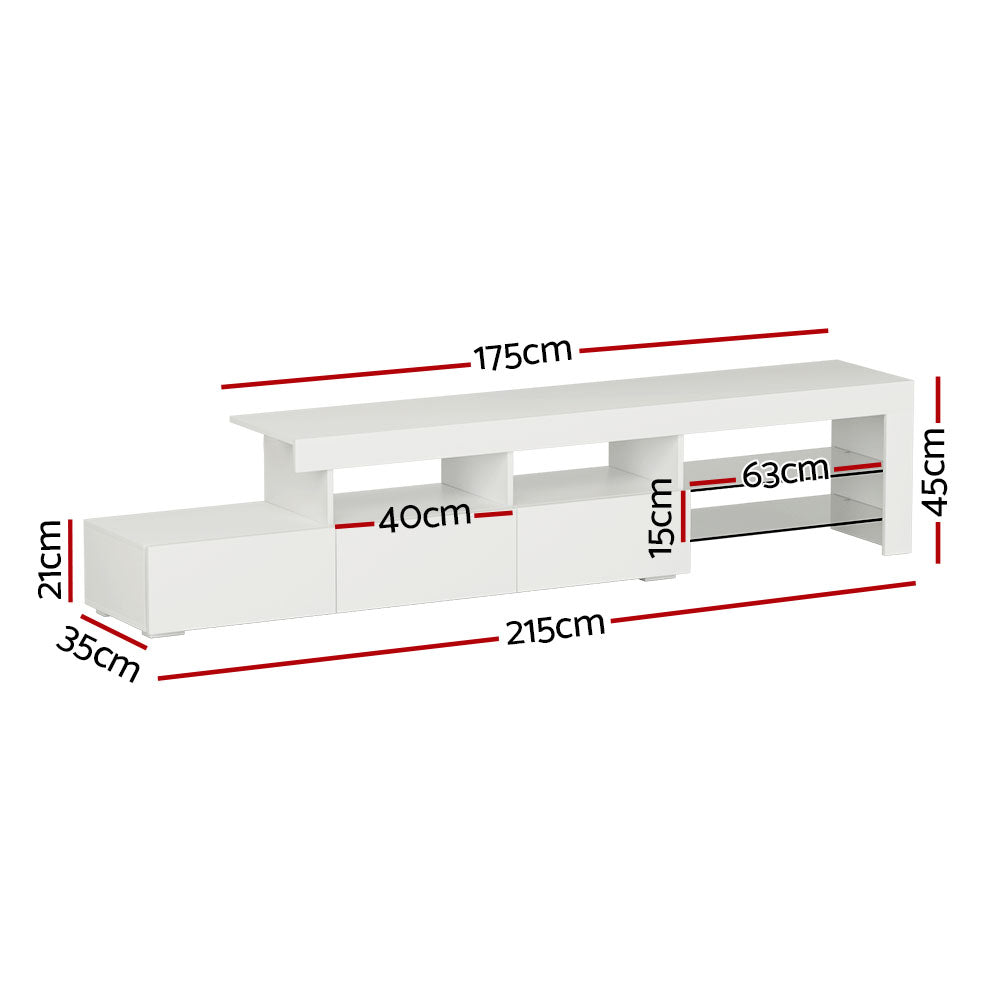 Mira LED TV Entertainment Unit – White – 215 cm