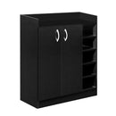 Artiss 2 Doors Shoe Cabinet Storage Cupboard - Black