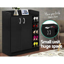 2 Door Shoe Cabinet Cupboard - Black