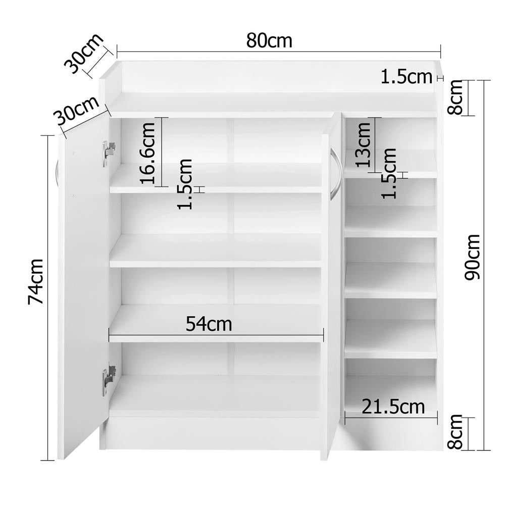 Clair Shoe Cabinet – White – 21 Pairs