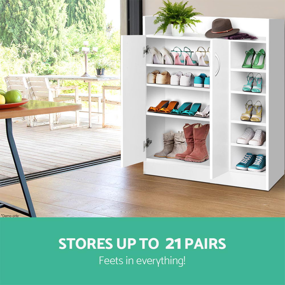 Clair Shoe Cabinet – White – 21 Pairs
