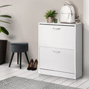 2 Door Shoe Cabinet - White