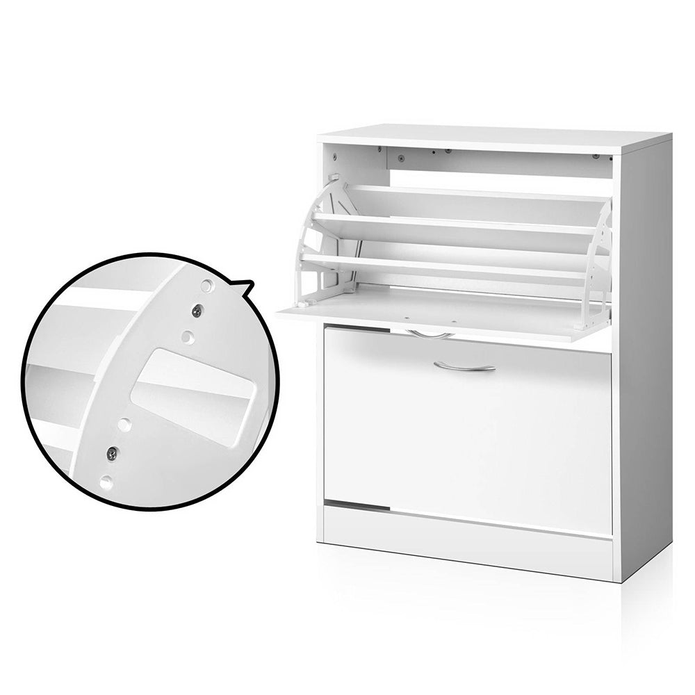 Milan 2-Door Shoe Cabinet – White – 84 cm
