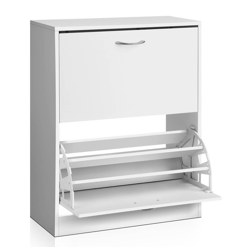 Milan 2-Door Shoe Cabinet – White – 84 cm