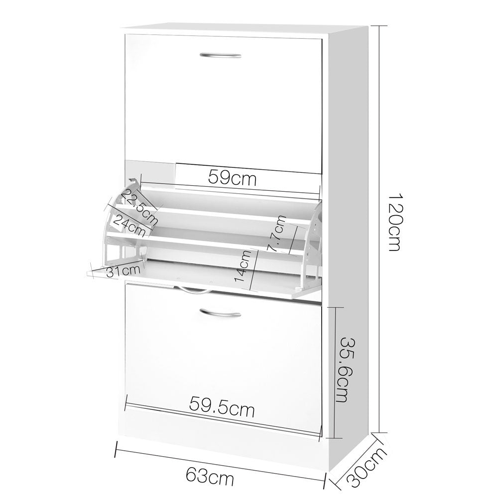 Hadley Shoe Storage Cabinet – White – 36 Pairs
