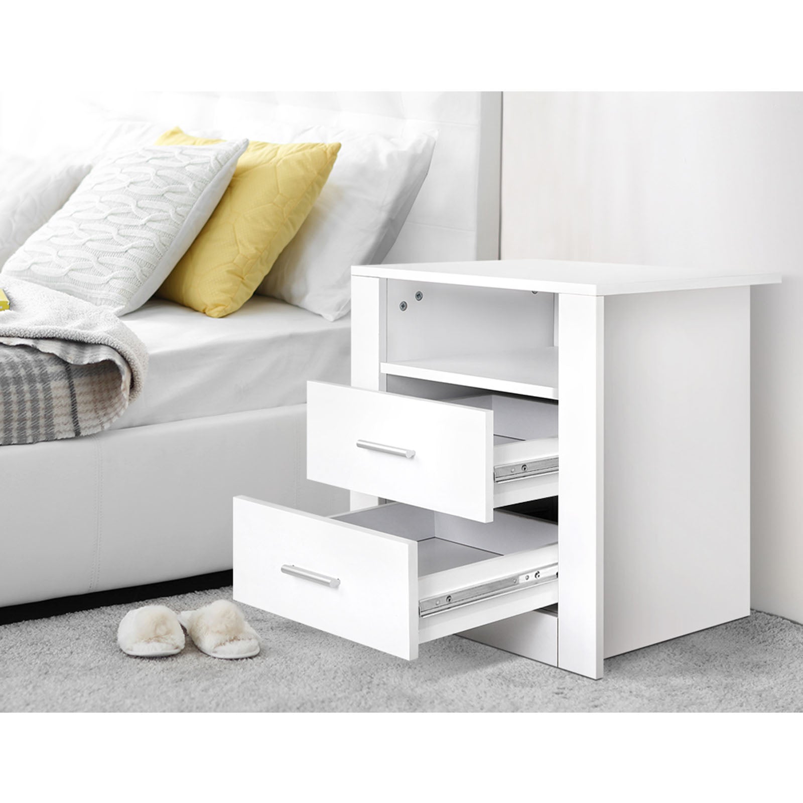 Tara Bedside Tables – White – Set of 2