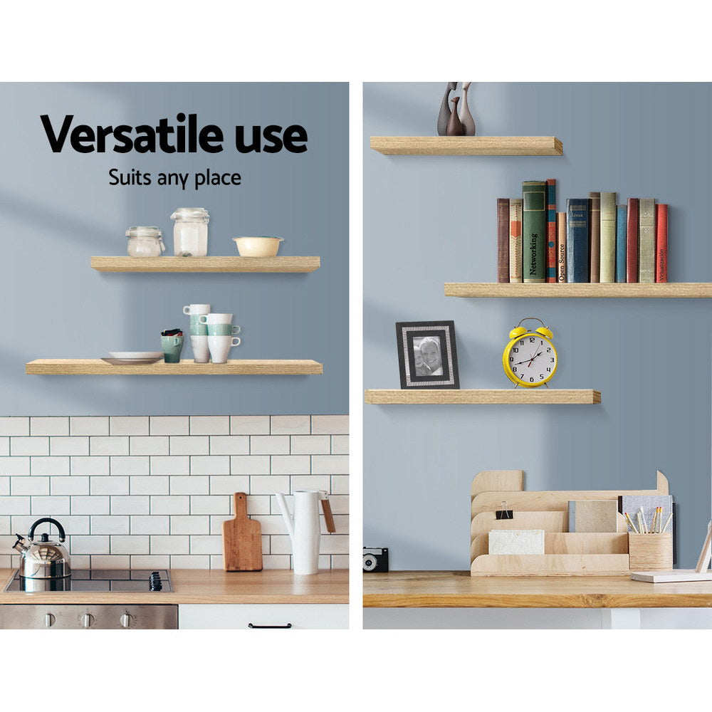 Meridian Floating Wall Shelves – Oak – Set of 3