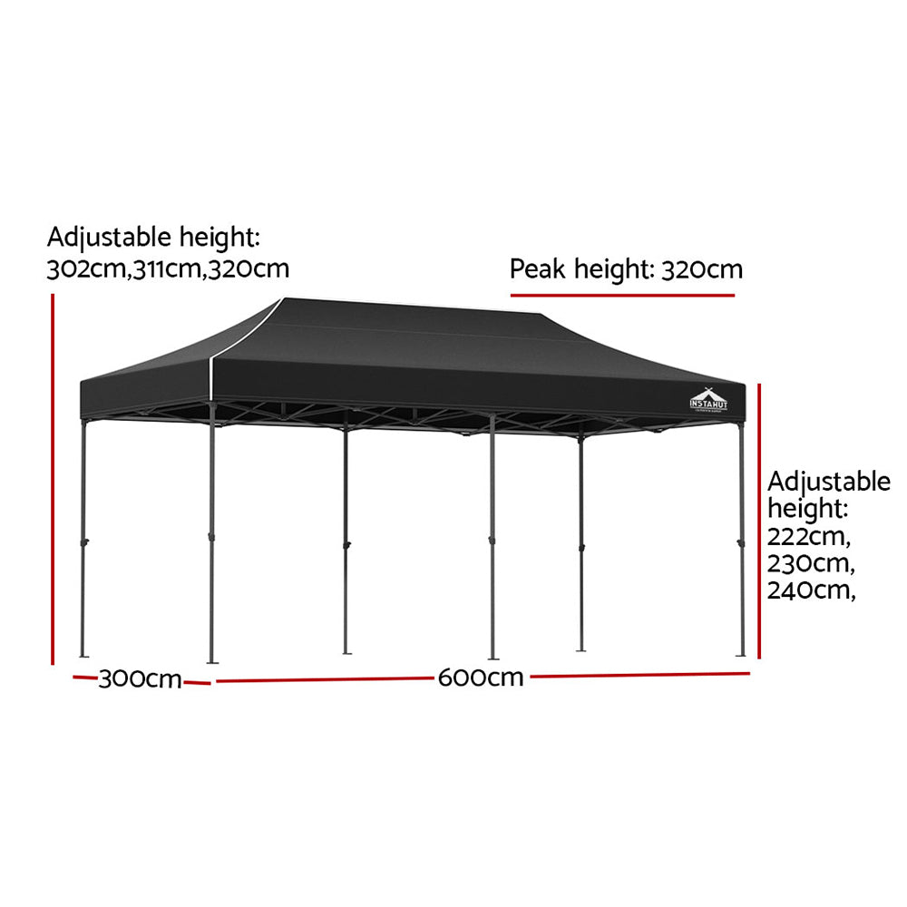 Marston Pop Up Gazebo – Black – 3m x 6m