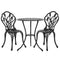 Gardeon 3PC Outdoor Setting Bistro Set Chairs Table Cast Aluminum Patio Furniture Tulip Black