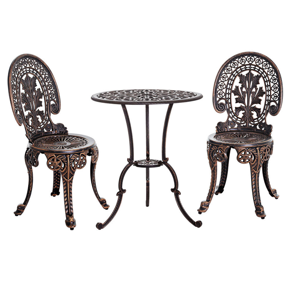Rowan 3-Piece Bistro Dining Set – Bronze – Cast Aluminium