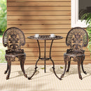 Rowan 3PC Patio Furniture Outdoor Bistro Set Dining Chairs Aluminium Bronze