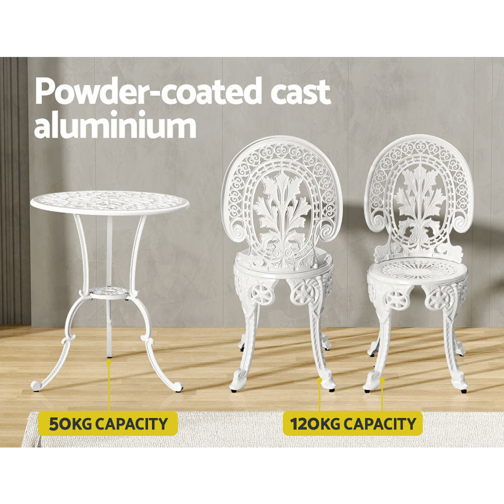 Meridian Outdoor Bistro Dining Set – White – 3 Piece