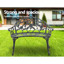 Outdoor Garden Bench Seat - 100cm Cast Aluminium Vintage Green