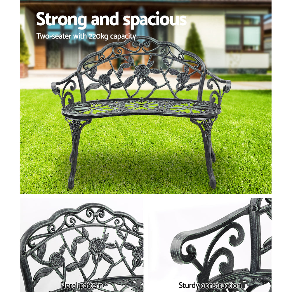 Kairo Cast Aluminium Garden Bench – Green – 100 cm
