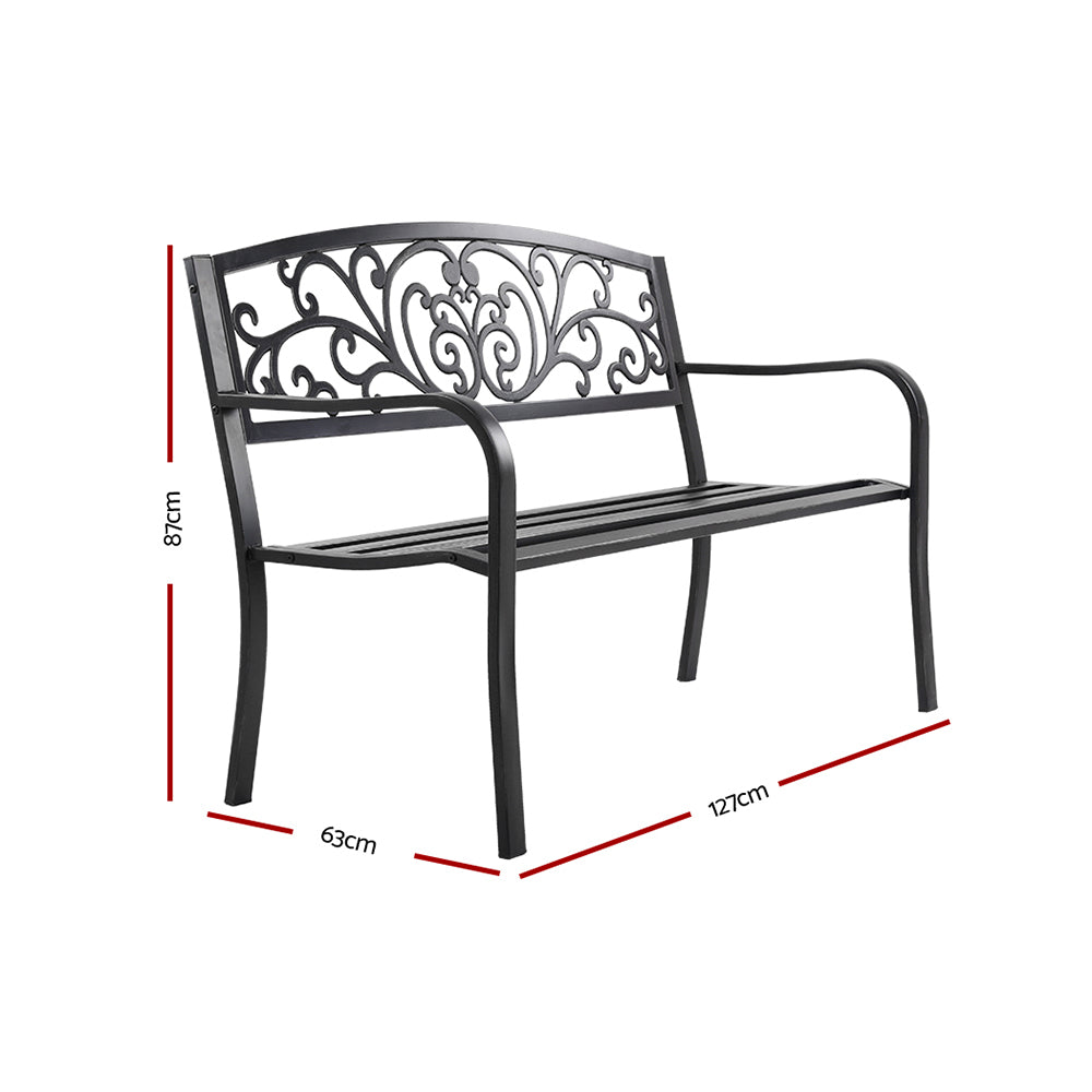 Serano Garden Bench – Black – 3 Seater