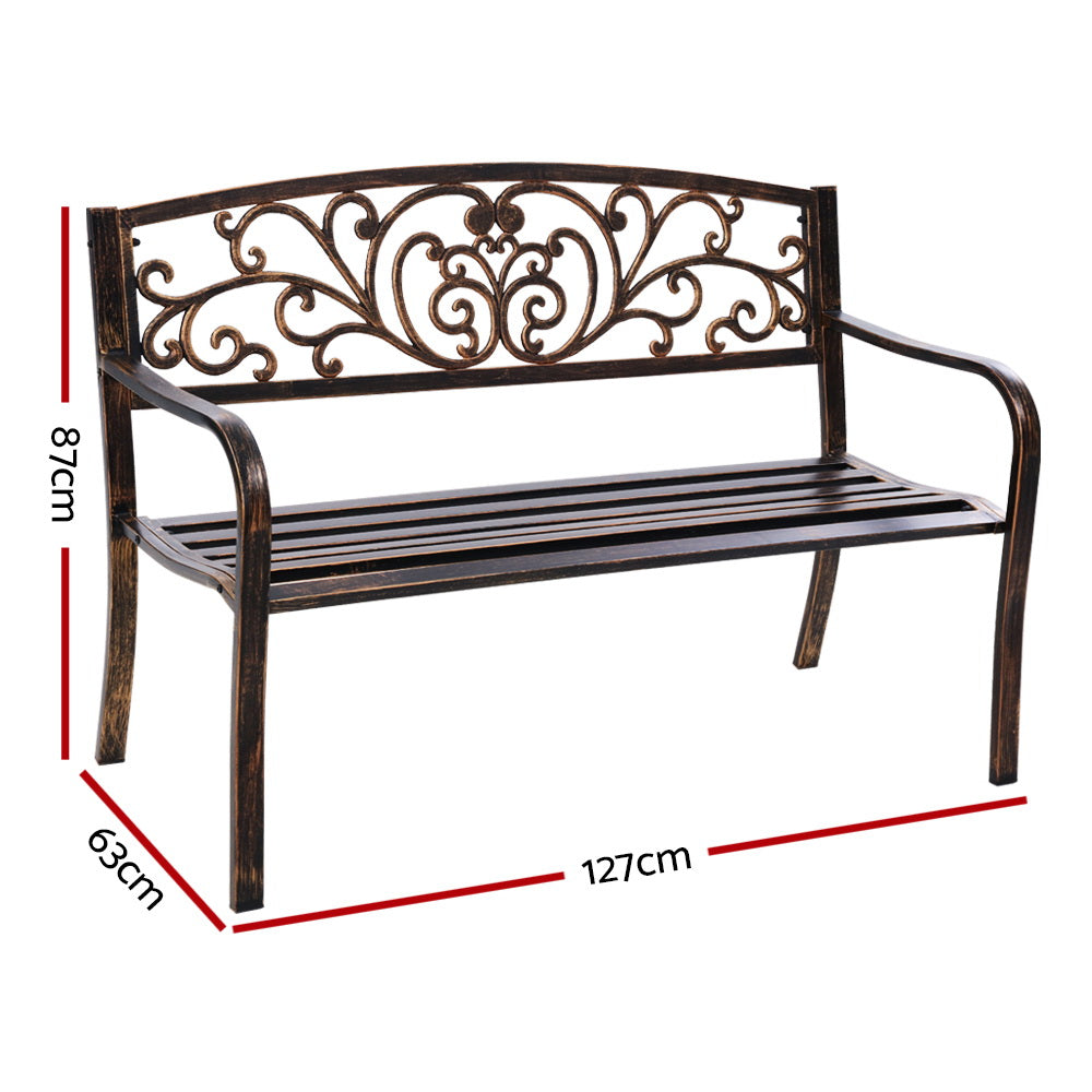 Heritage Cast Iron Garden Bench – Bronze – 3 Seater