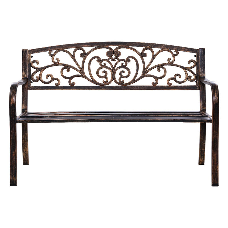 Steel Outdoor 3 Seater Park Bench - Bronze