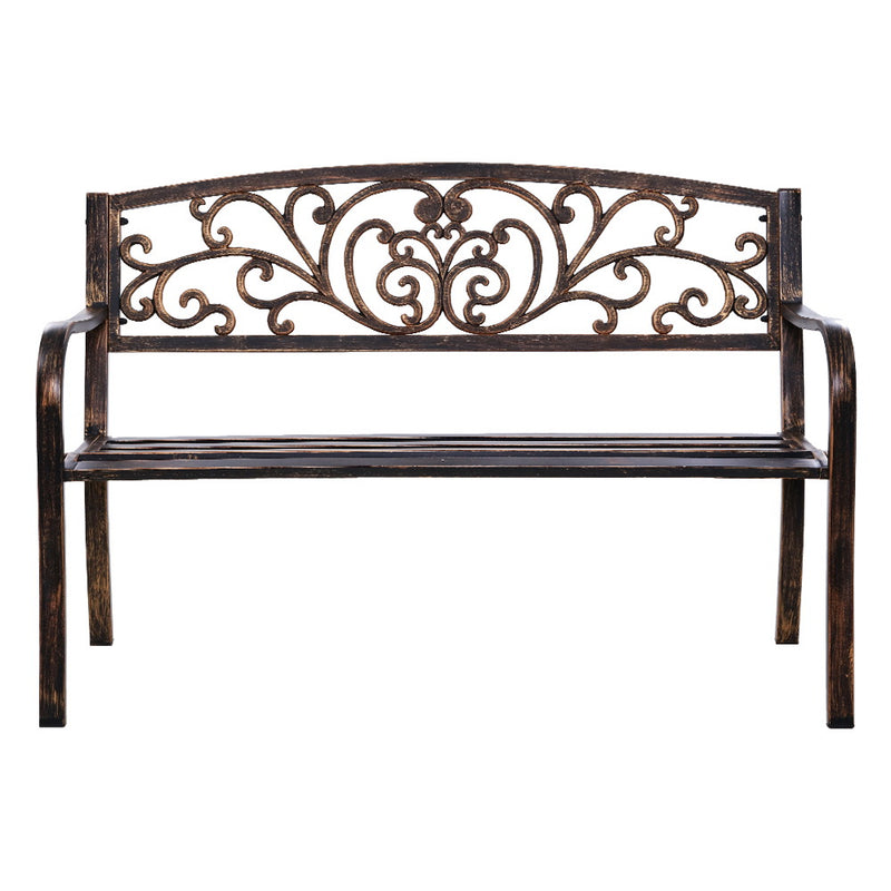 Steel Outdoor 3 Seater Park Bench - Bronze