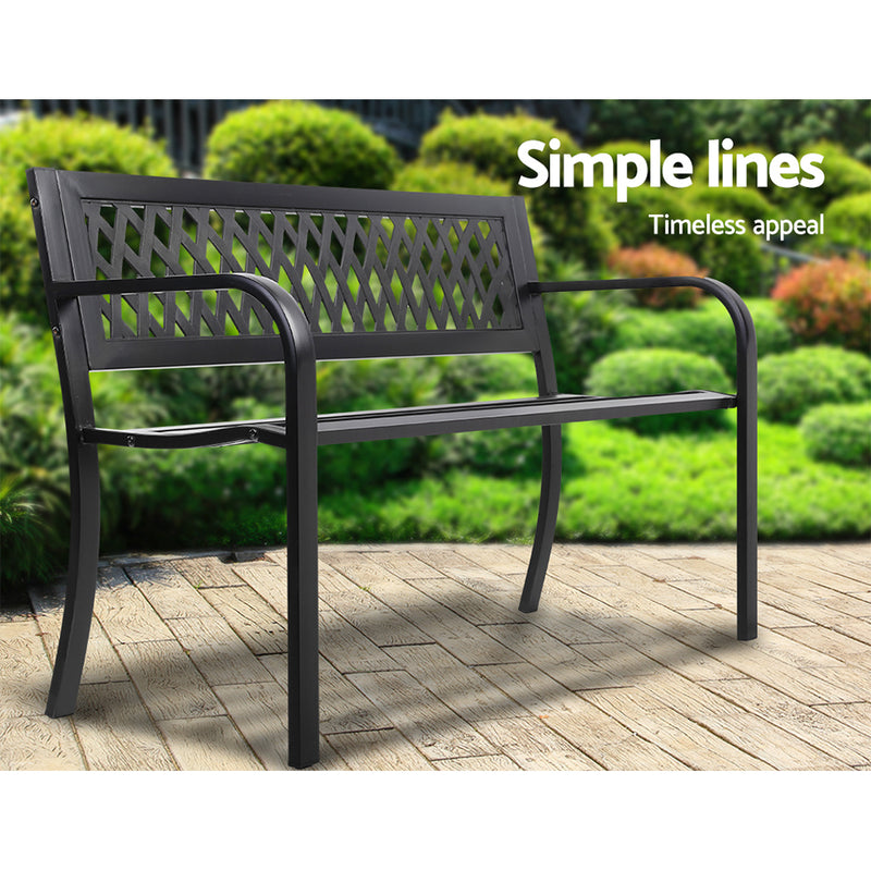 2 Seater Outdoor Garden Bench - Black