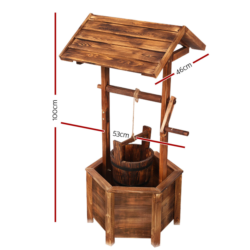 Heritage Wooden Wishing Well – Brown – 100 cm