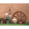 2x Wooden Wagon Wheel Outdoor Ornament