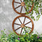 2x Wooden Wagon Wheel Outdoor Ornament