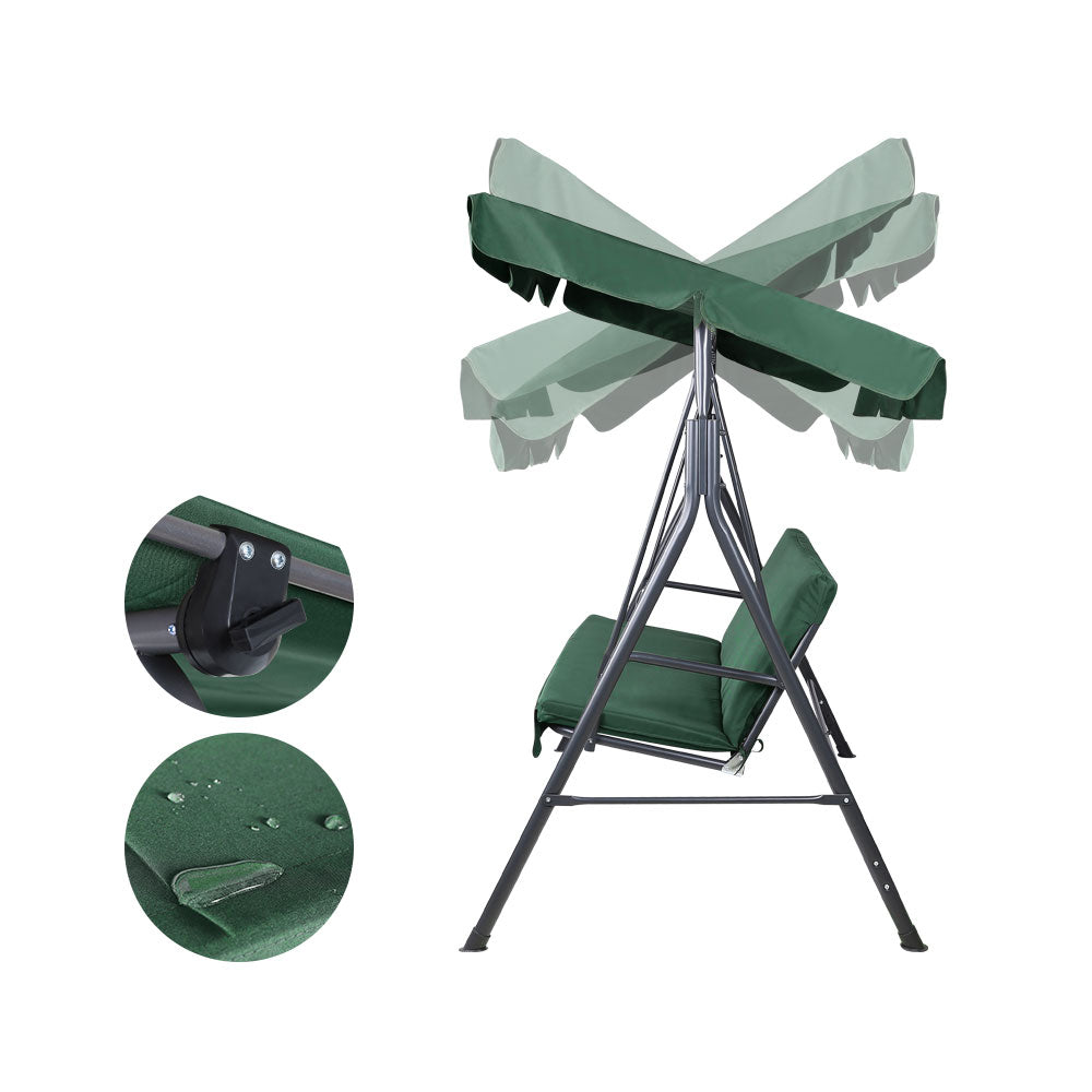 Alderon Garden Swing Chair with Canopy – Green – 3 Seater