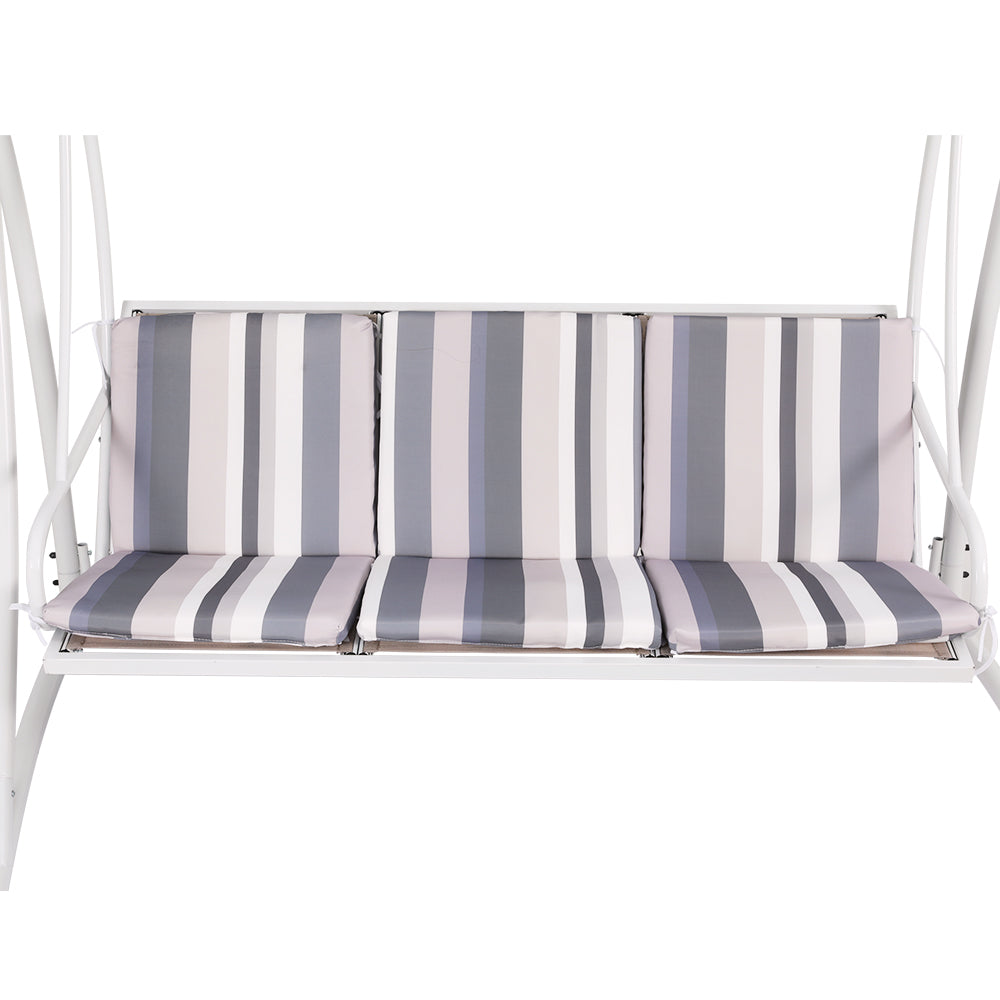 Kairo Garden Swing Chair with Canopy – White Grey – 3 Seater
