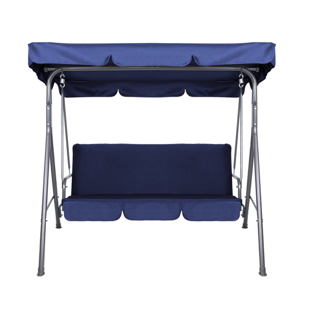 Fiora Outdoor Swing Chair with Canopy – Navy – 3 Seater