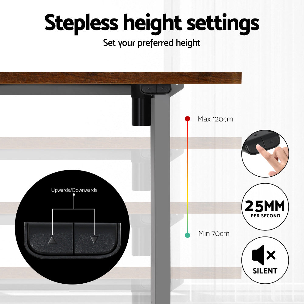 Veron Electric Sit Stand Desk – Brown – 140 cm
