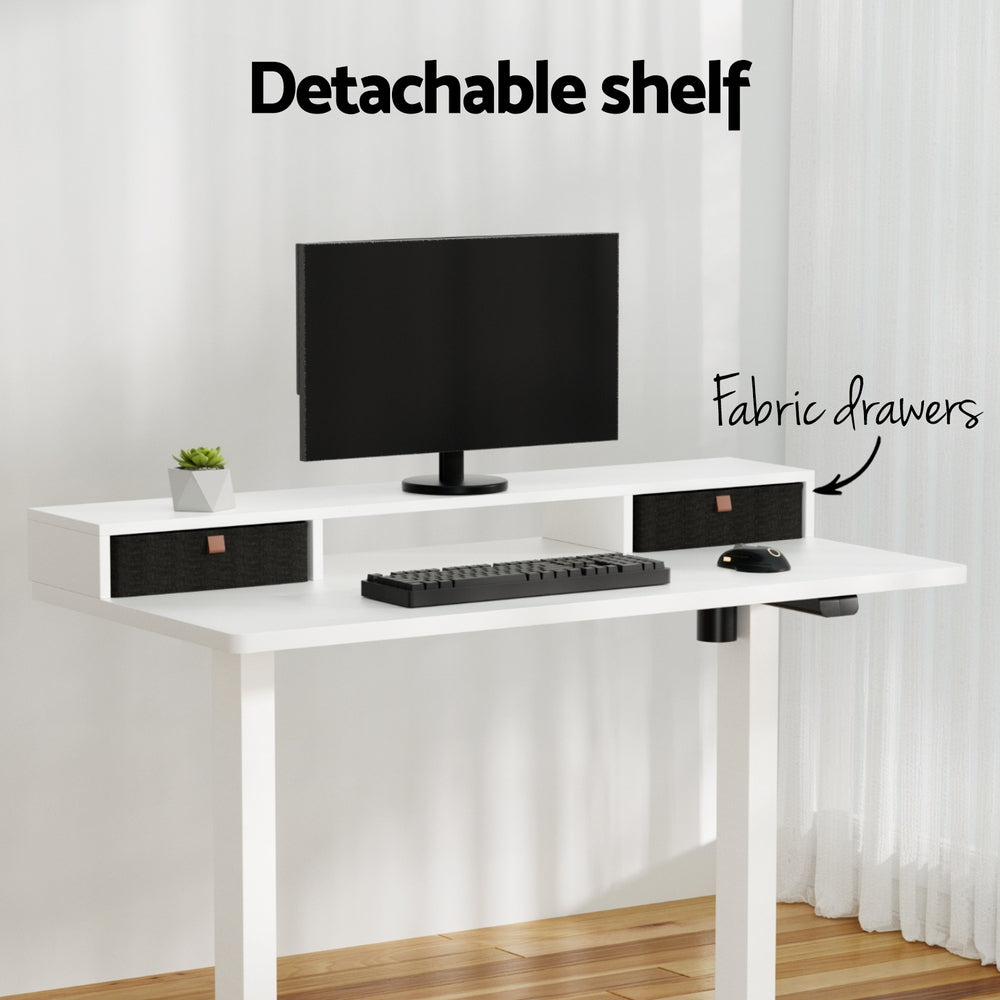 Zenith Electric Standing Desk with Storage – White – 120 cm