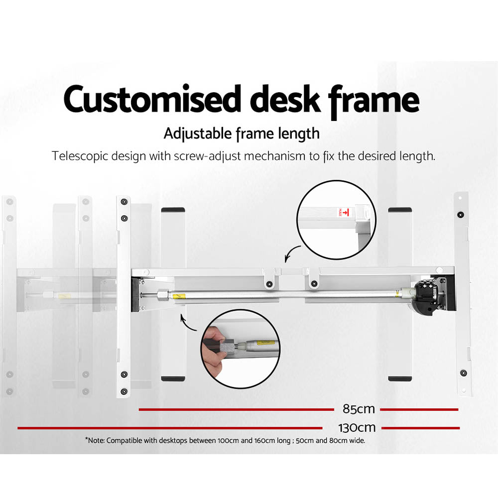 Keiran Electric Standing Desk – White & Oak – 140 cm