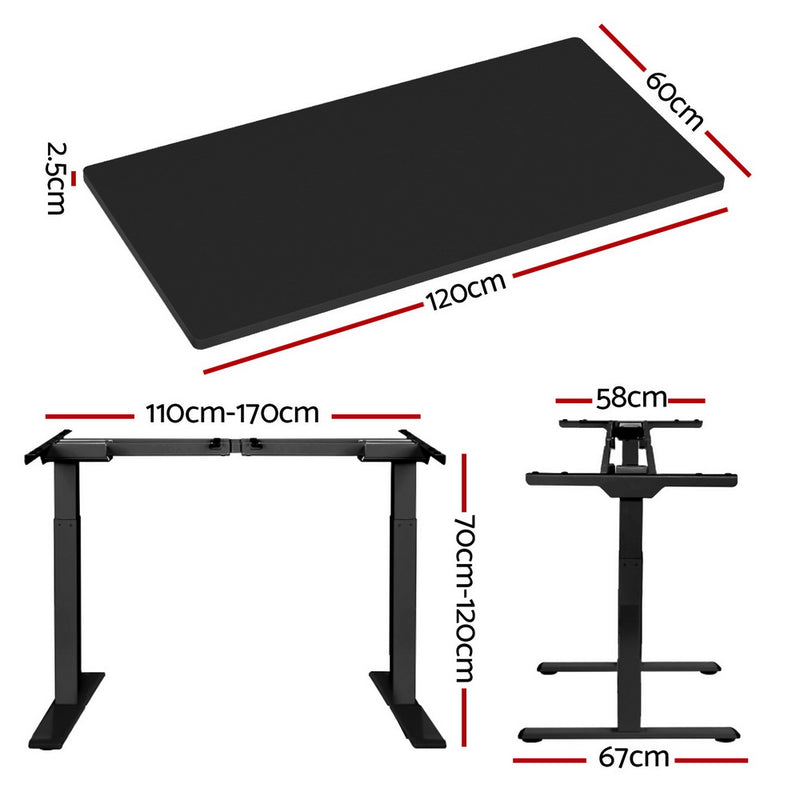 Motorised Standing Desk – Dual Motor, Black Finish 120cm