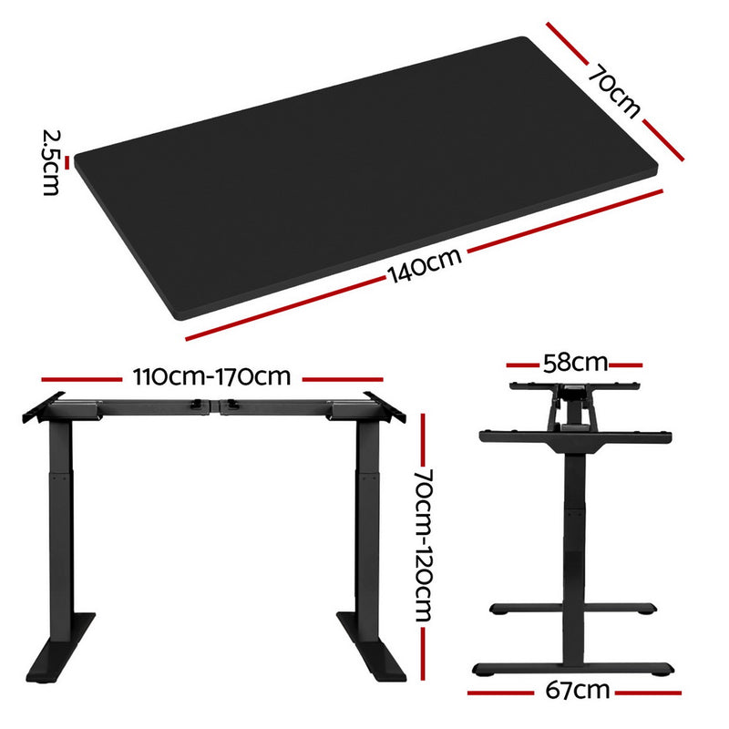 Motorised Standing Desk – Dual Motor, Black 140cm