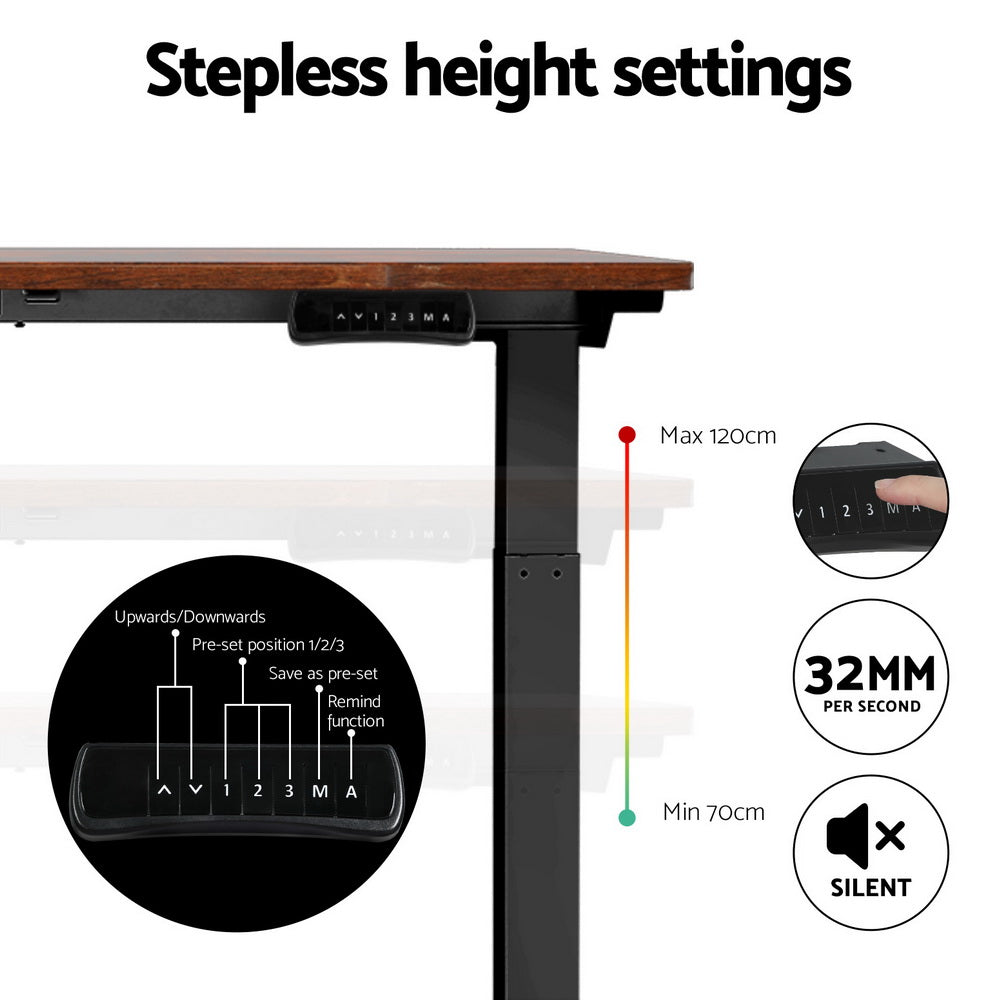 Alderon Electric Sit Stand Desk – Rustic Brown – 140 cm