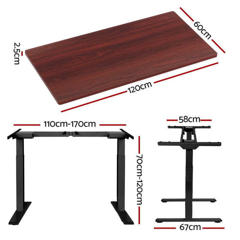 Motorised Standing Desk – Dual Motor, Walnut 120cm