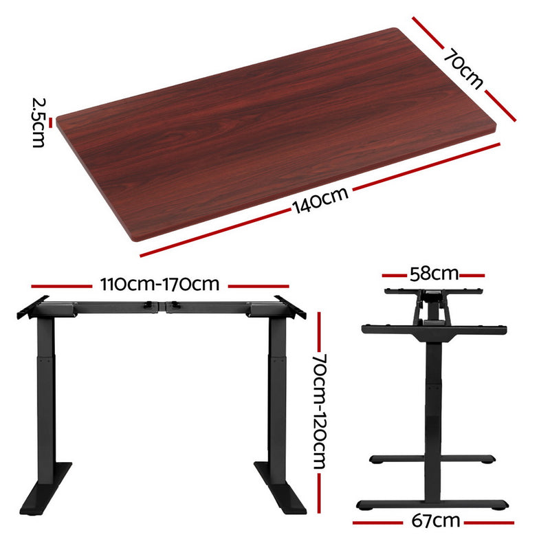 Motorised Standing Desk – Dual Motor, Walnut 140cm
