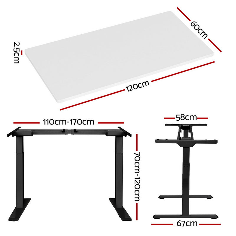 Motorised Standing Desk – Dual Motor, White Finish 120cm