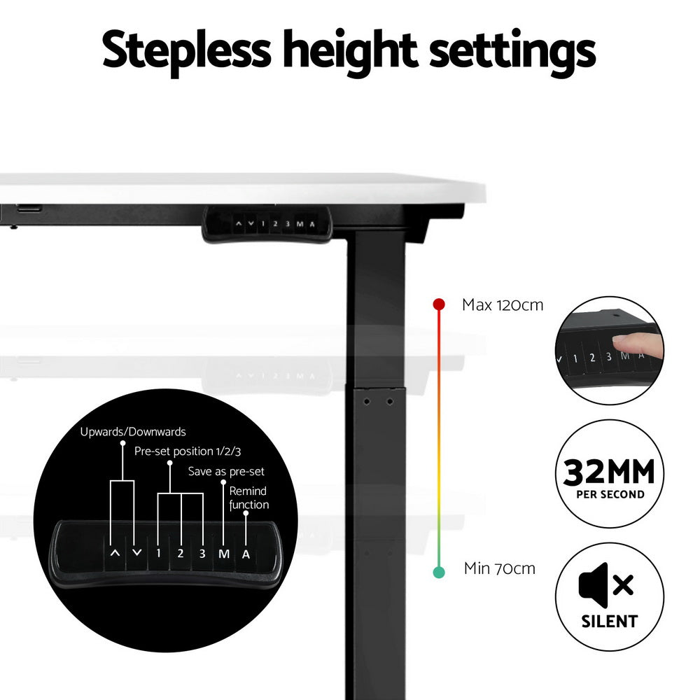 Alderon Electric Sit Stand Desk – Black & White – 120 cm